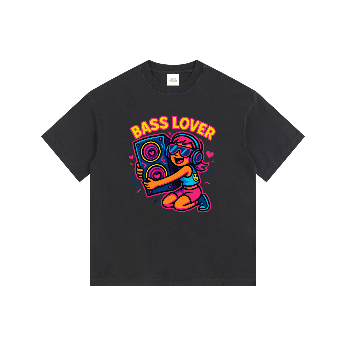 Bass Lover Oversized T-Shirt in Black by Rave Uniform
