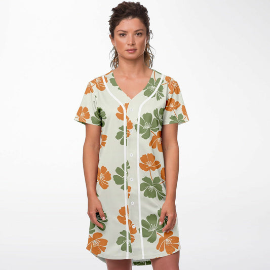 Floral Breeze Baseball Jersey Dress, front, on model