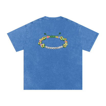 Holy Guacamolly Oversized Vintage T-Shirt in Light Blue detail view by Rave Uniform