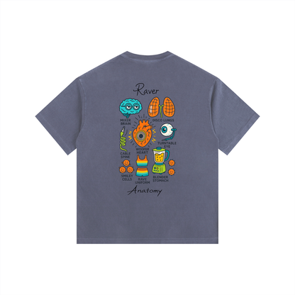 Raver Anatomy Oversized T-Shirt in Navy Blue detail view by Rave Uniform