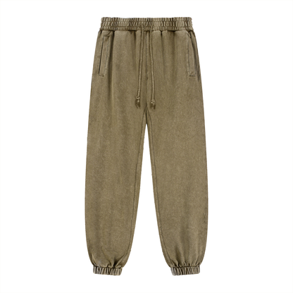 Snow Wash Heavyweight Jogged Sweatpants in Brown by Rave Uniform