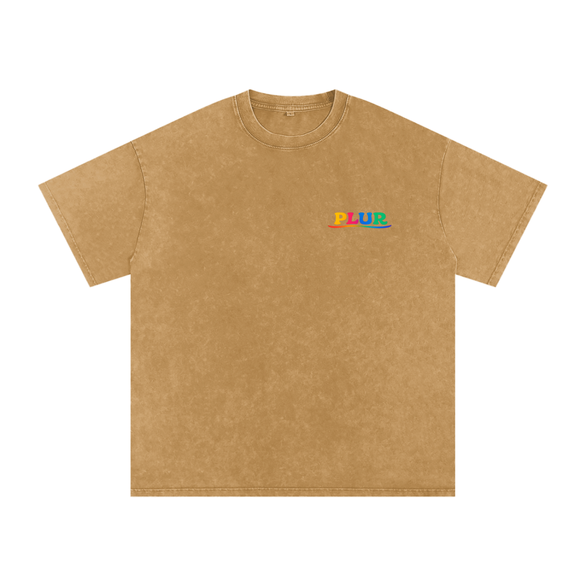 PLUR Oversized Vintage T-Shirt in Light Brown detail view by Rave Uniform