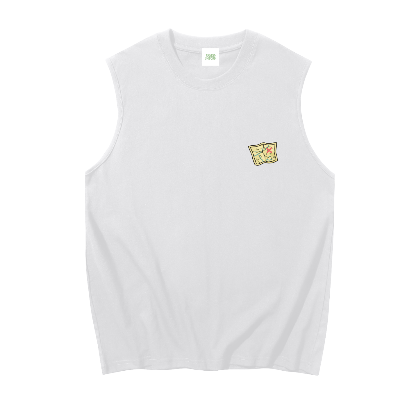 Side Quest Muscle Tank Top in White side view by Rave Uniform