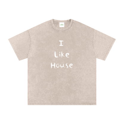 I Like House Oversized Vintage T-Shirt in Apricot by Rave Uniform