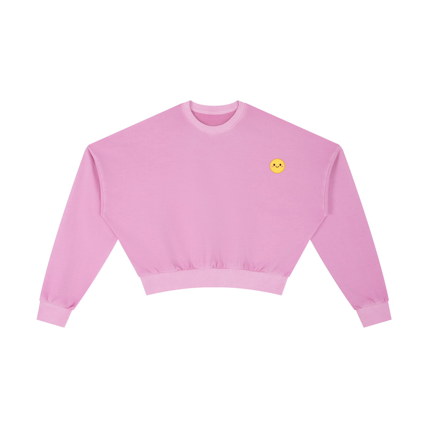 Smiley Cropped Clinched Waist Sweater in Rose Red by Rave Uniform
