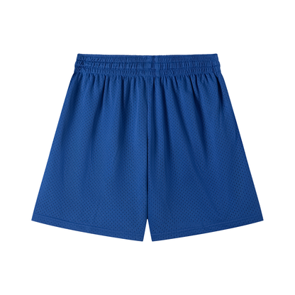 Vinyl Love Mesh Shorts in Colorful Blue detail view by Rave Uniform