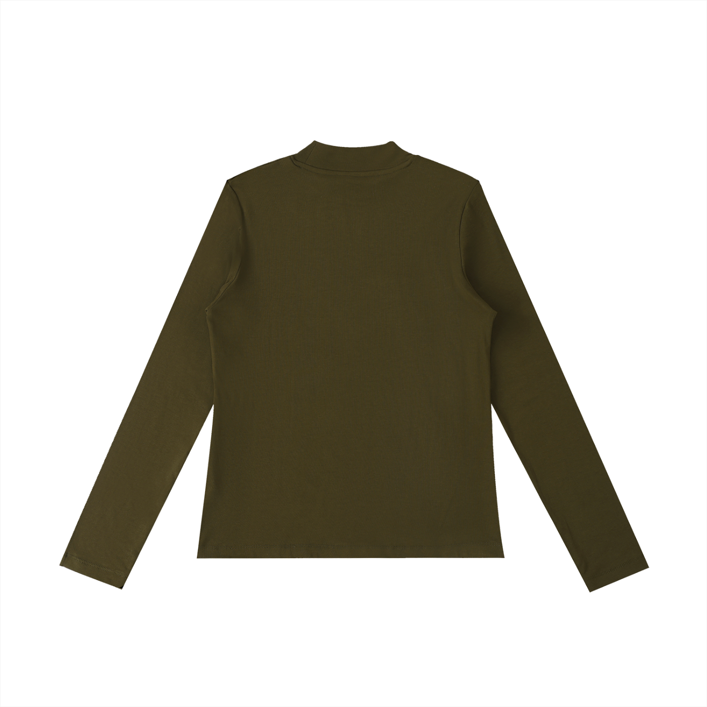 Essential Mock Neck Long Sleeve T-Shirt in Olive Green detail view by Rave Uniform