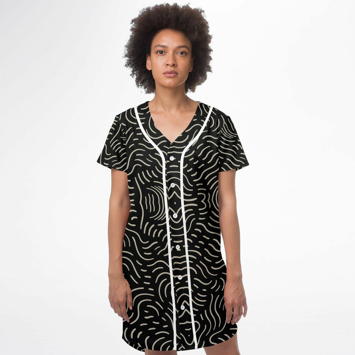 Golden Doodles Baseball Jersey Dress, front, on model