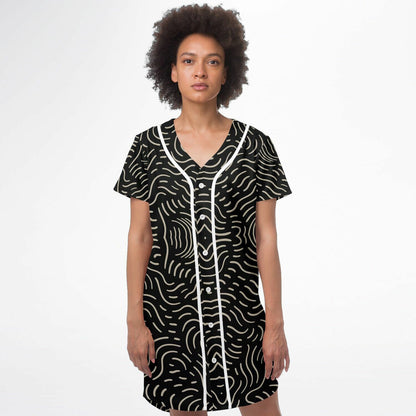 Golden Doodles Baseball Jersey Dress, front, on model