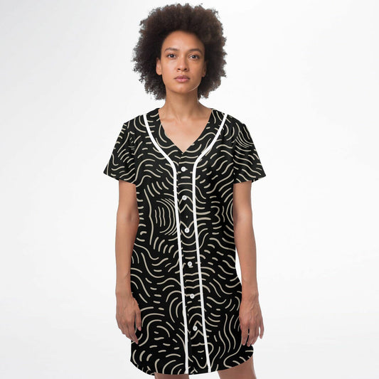 Golden Doodles Baseball Jersey Dress, front, on model