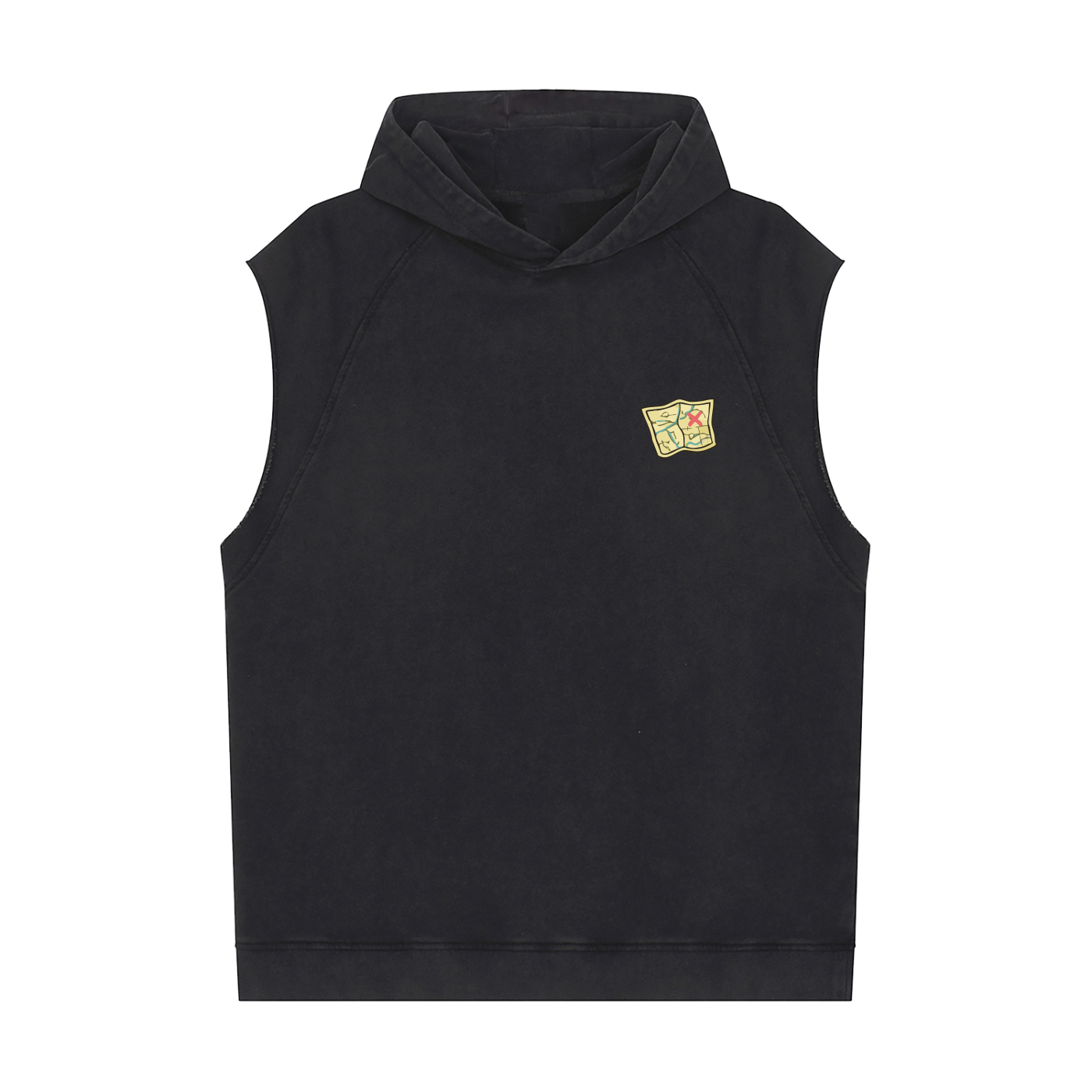 Snow Washed Sleeveless Hoodie in Black by Rave Uniform