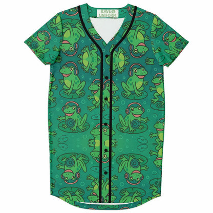 Bass Frog Baseball Jersey Dress, front, flat lay