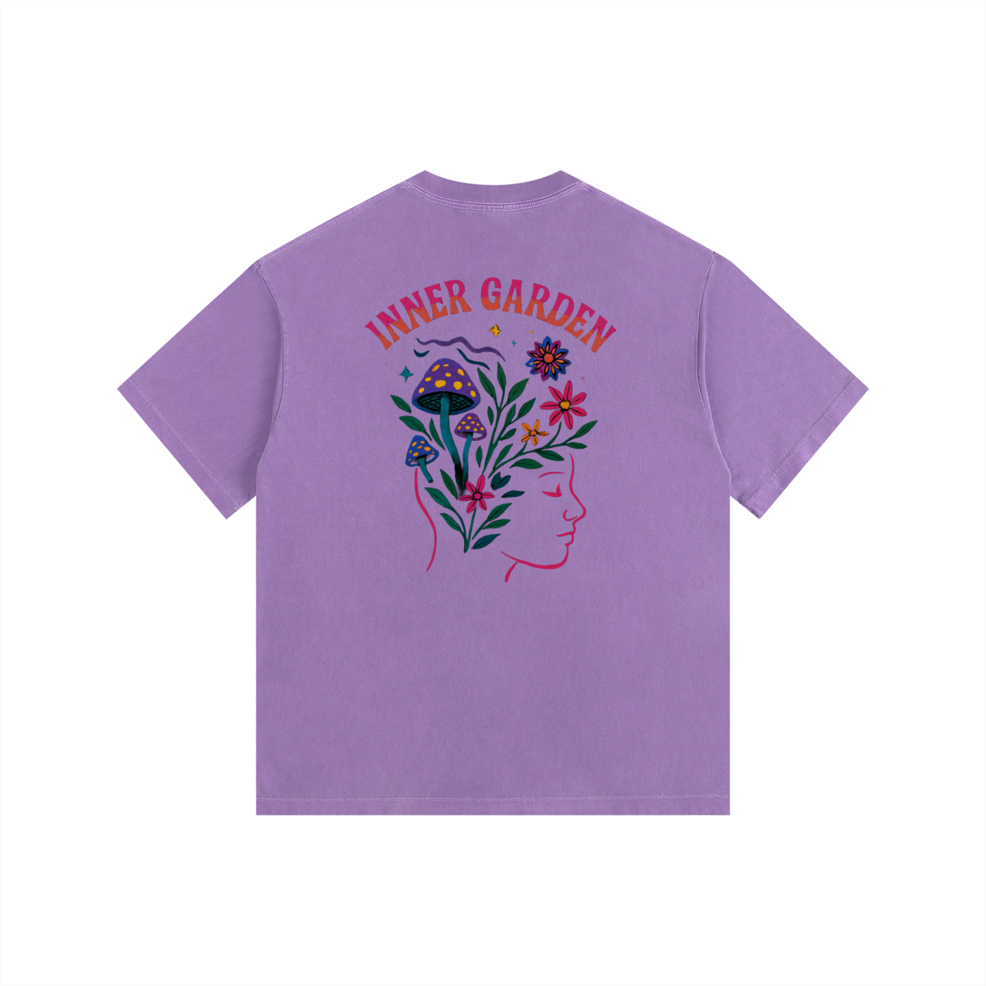 Inner Garden Oversized T-Shirt in Purple detail view by Rave Uniform