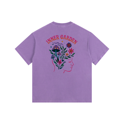 Inner Garden Oversized T-Shirt in Purple detail view by Rave Uniform