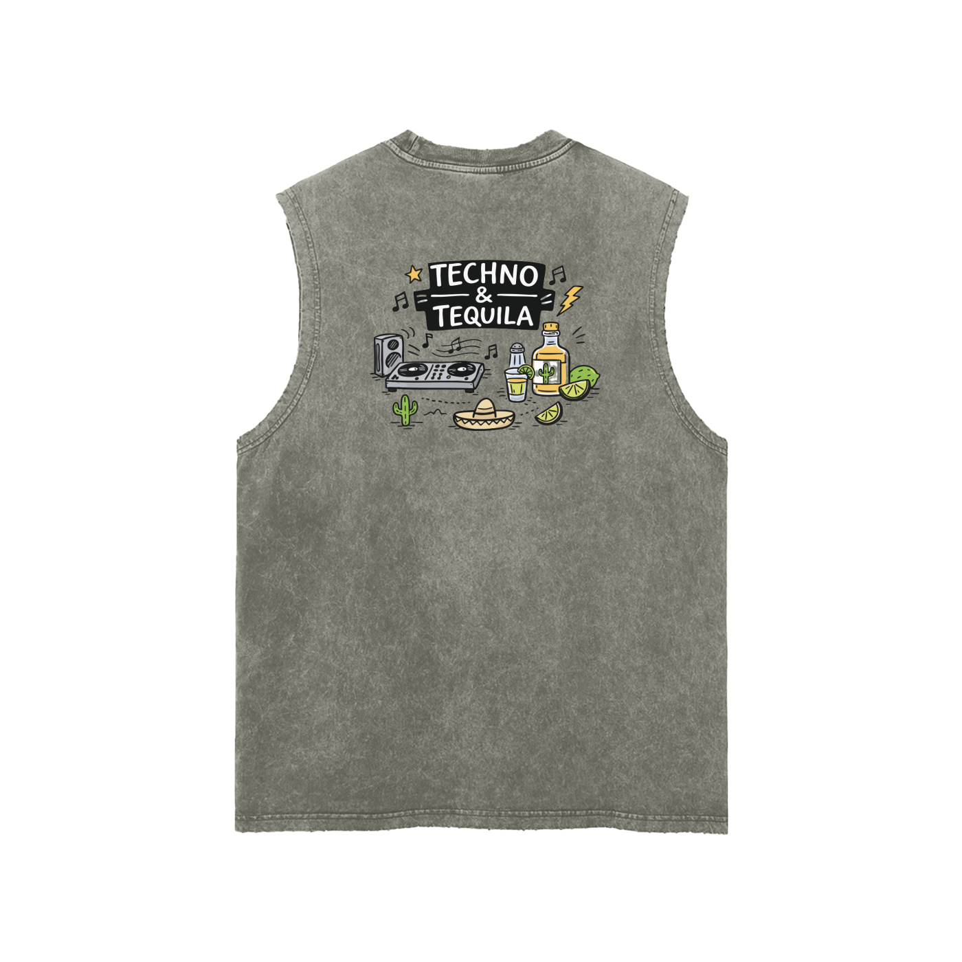 Techno & Tequila Tank Top in Gray Green alternate view by Rave Uniform