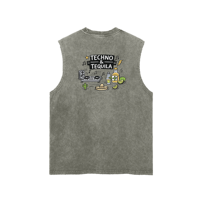 Techno & Tequila Tank Top in Gray Green alternate view by Rave Uniform