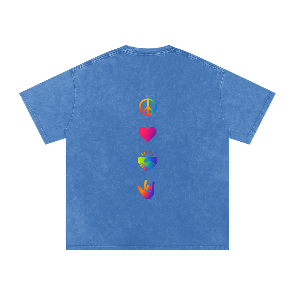 PLUR Oversized Vintage T-Shirt in Light Blue detail view by Rave Uniform