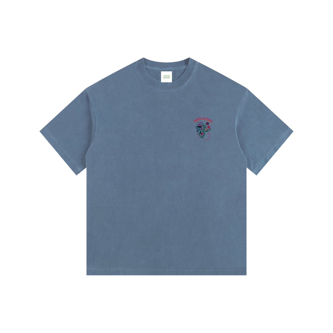 Inner Garden Oversized T-Shirt in Royal Blue detail view by Rave Uniform