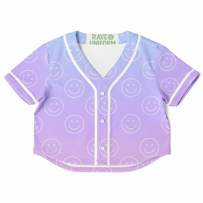 Cotton Candy Smiles Cropped Baseball Jersey, front, flat lay