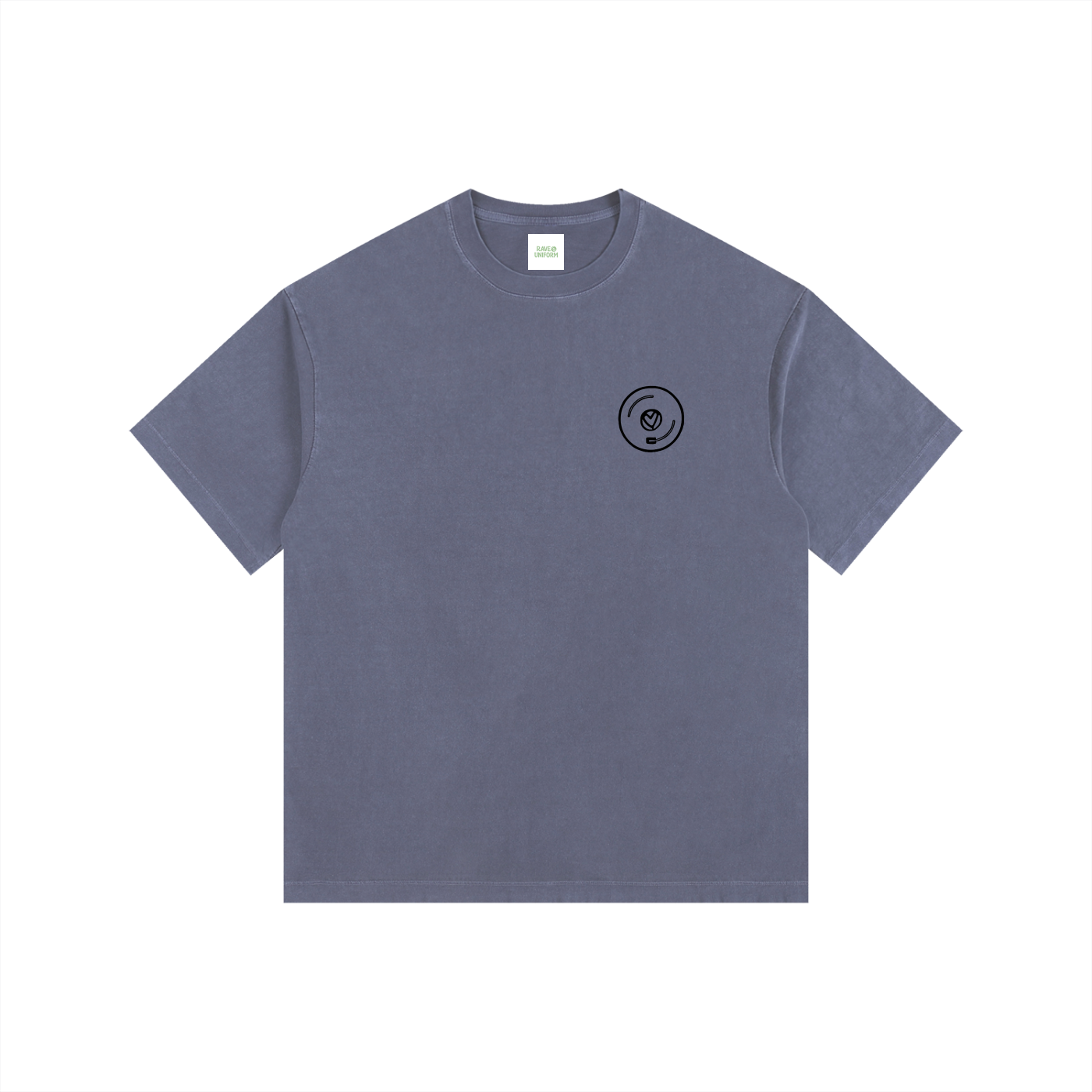 Vinyl Love Oversized T-Shirt in Navy Blue detail view by Rave Uniform