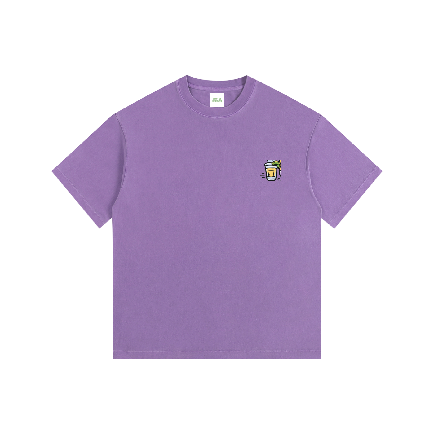 Techno & Tequila Oversized T-Shirt in Purple detail view by Rave Uniform