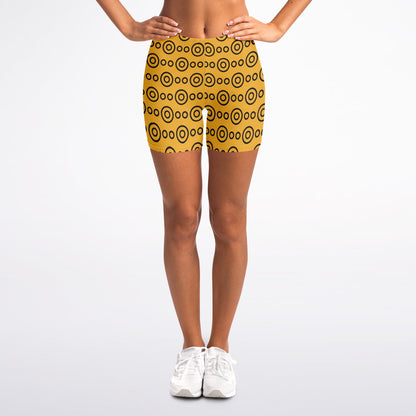 Yellow Eyes Legging Shorts, front, on model