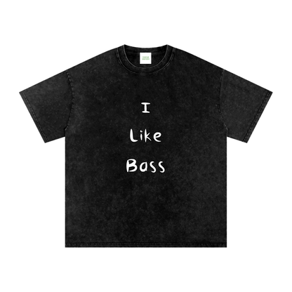 I Like Bass Oversized Vintage T-Shirt in Black by Rave Uniform