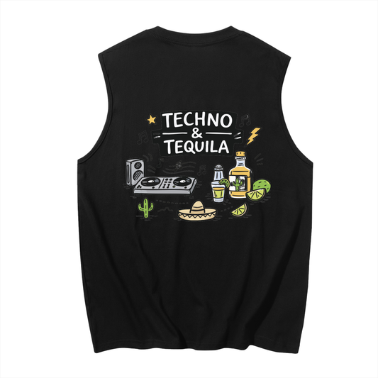 Techno & Tequila Muscle Tank Top - Rave Streetwear View