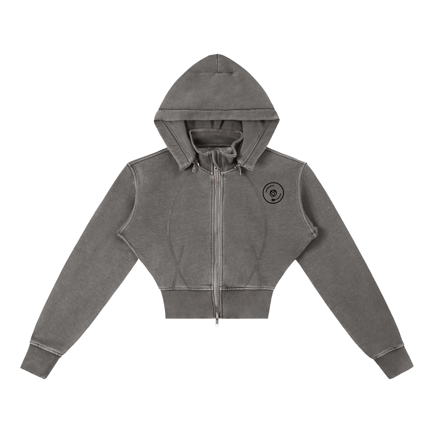 Vinyl Love Cropped Fleece Hoodie - Rave Uniform Detail View