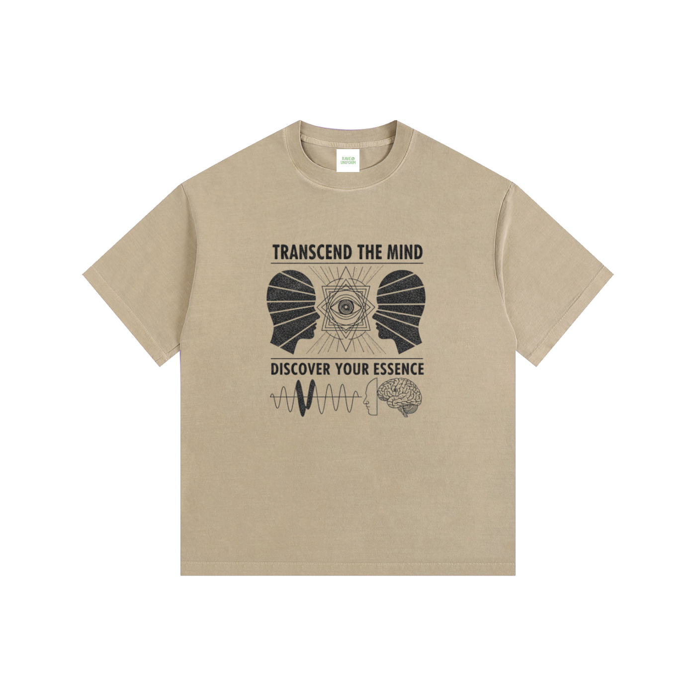 Free The Mind Oversized T-Shirt in Khaki by Rave Uniform