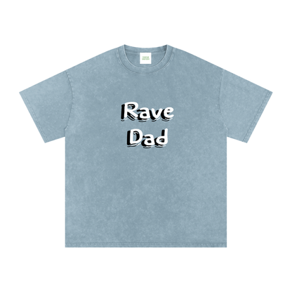 Rave Dad Oversized Vintage T-Shirt in Blue Jeans detail view by Rave Uniform
