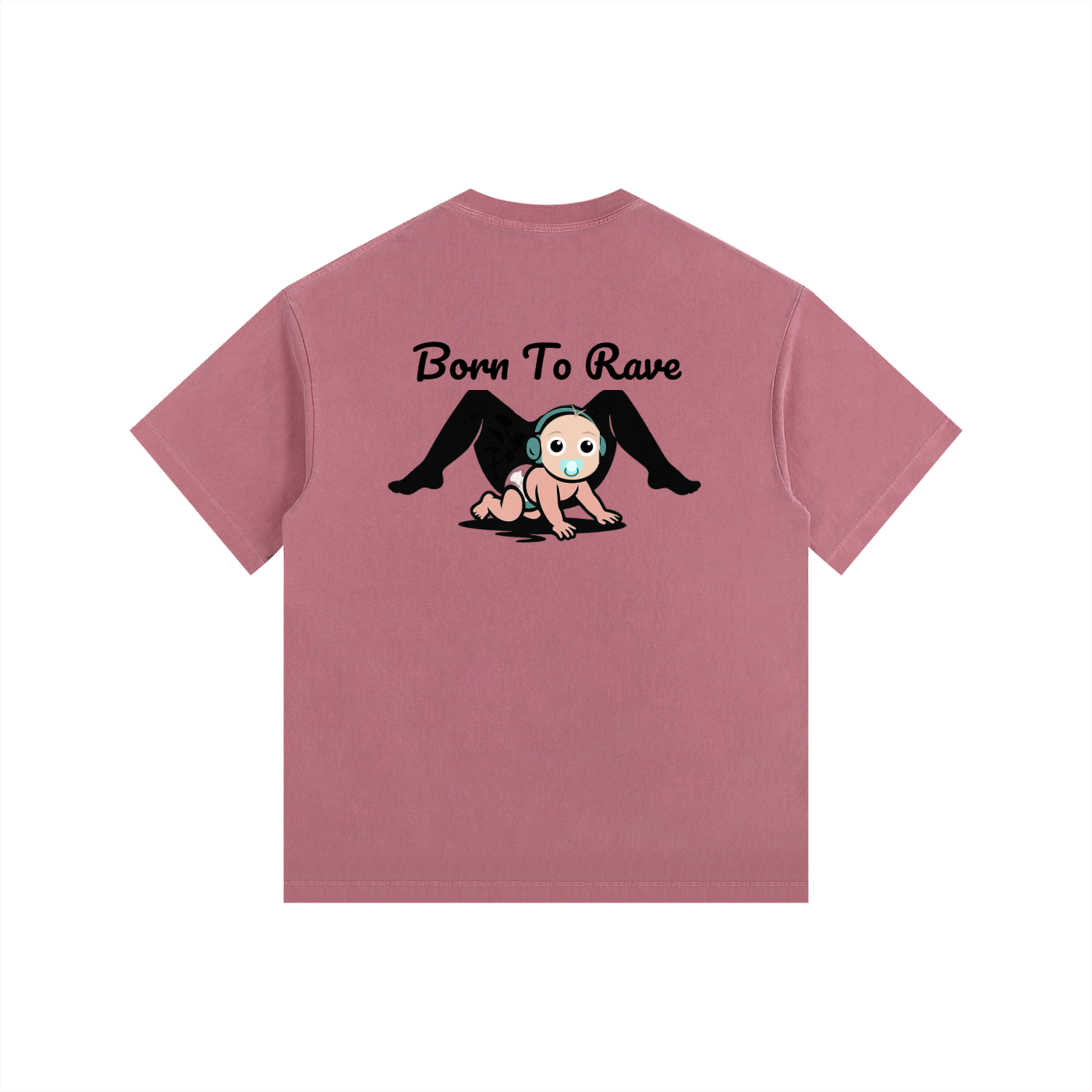 Born to Rave Oversized T-Shirt in Ancora Red detail view by Rave Uniform