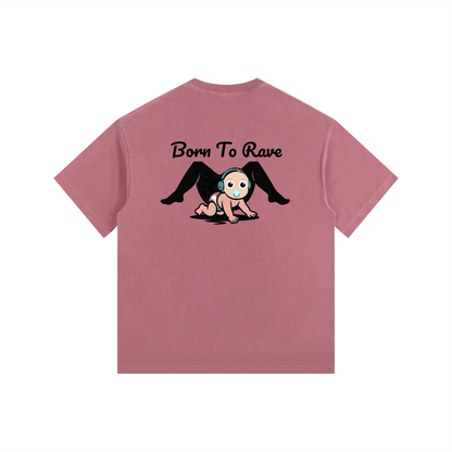 Born to Rave Oversized T-Shirt in Ancora Red detail view by Rave Uniform