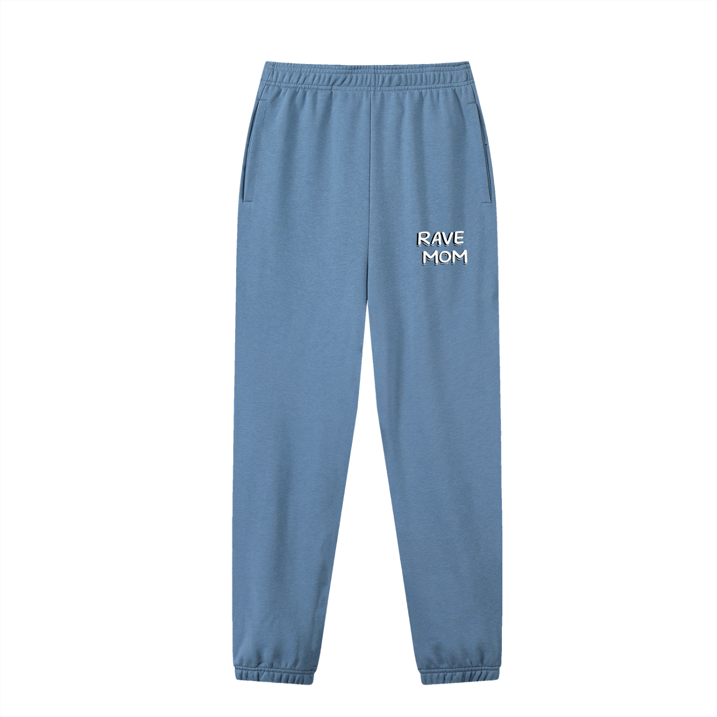 Rave Mom Cuffed Sweatpants in Haze Blue detail view by Rave Uniform