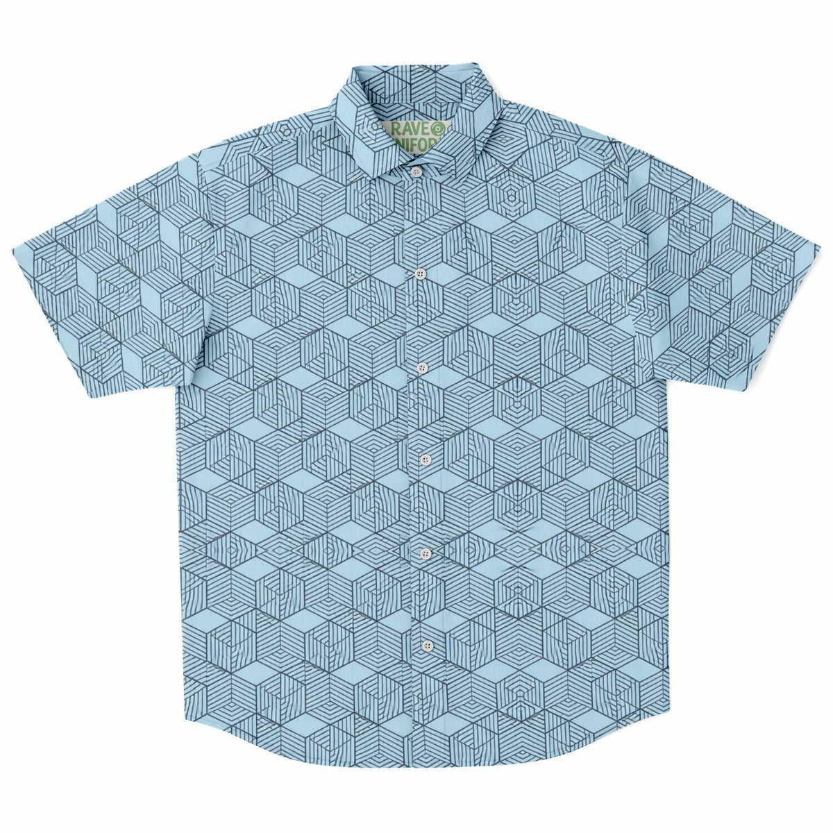 Geometric Cubes Button Up front view by Rave Uniform