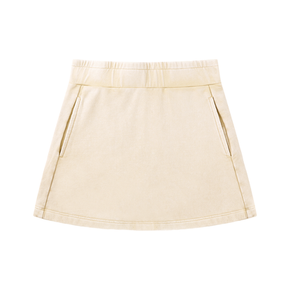 Cotton Wash Mini Skirt in Light Apricot front view by Rave Uniform