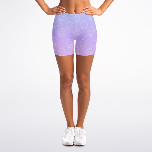Cotton Candy Smiles Legging Shorts, front, on model