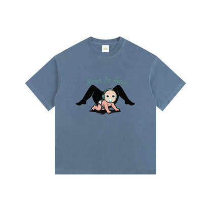Born To Rave Oversized T-Shirt in Royal Blue detail view by Rave Uniform
