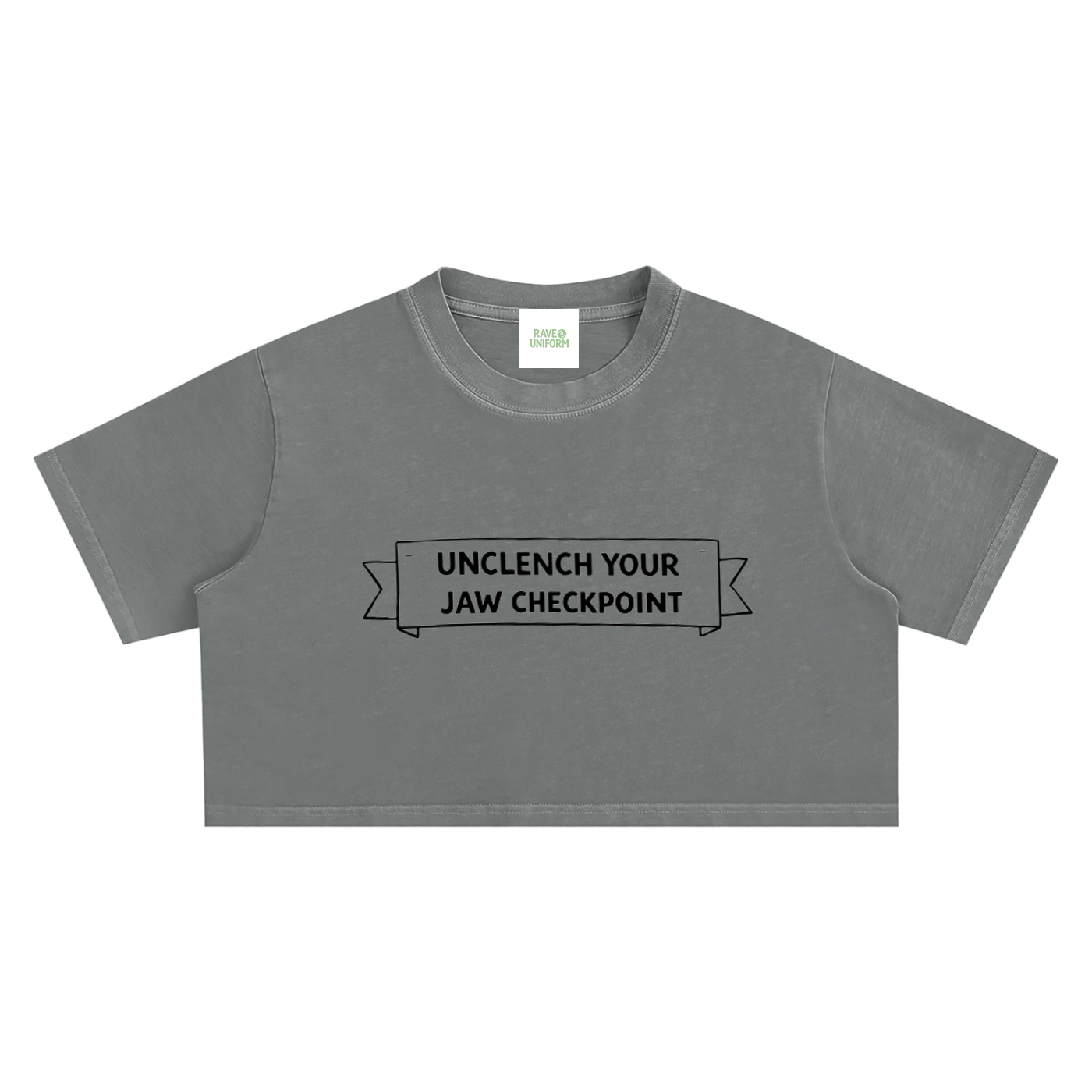 Unclench Jaw Checkpoint Crop Top - Rave Streetwear View