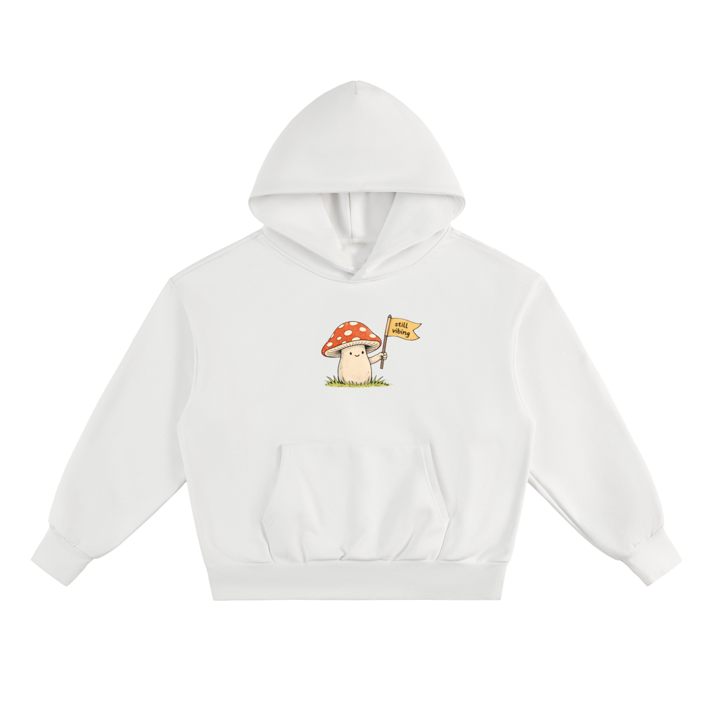 Still Vibin Heavyweight Hoodie in White by Rave Uniform