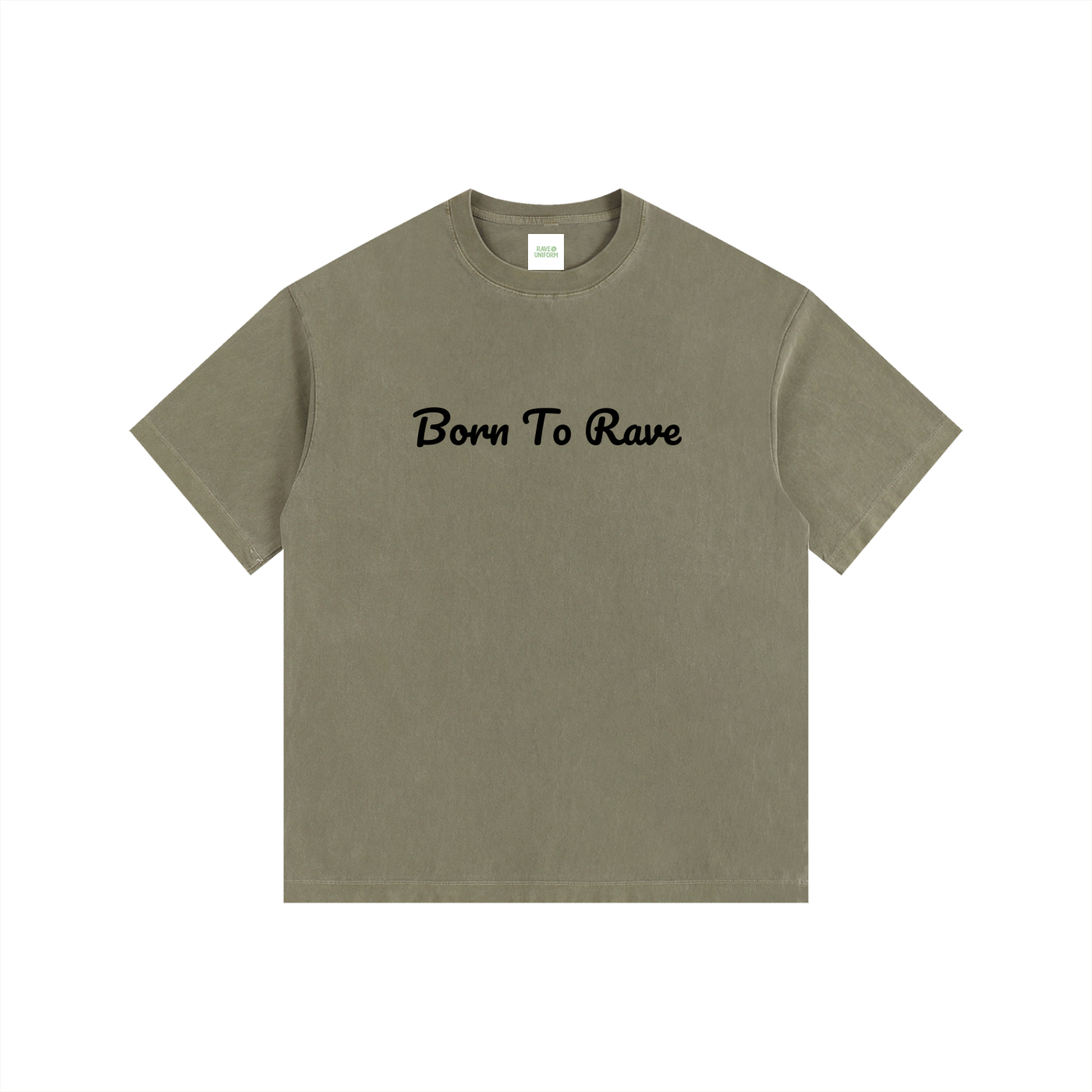 Born to Rave Oversized T-Shirt in Army Green by Rave Uniform