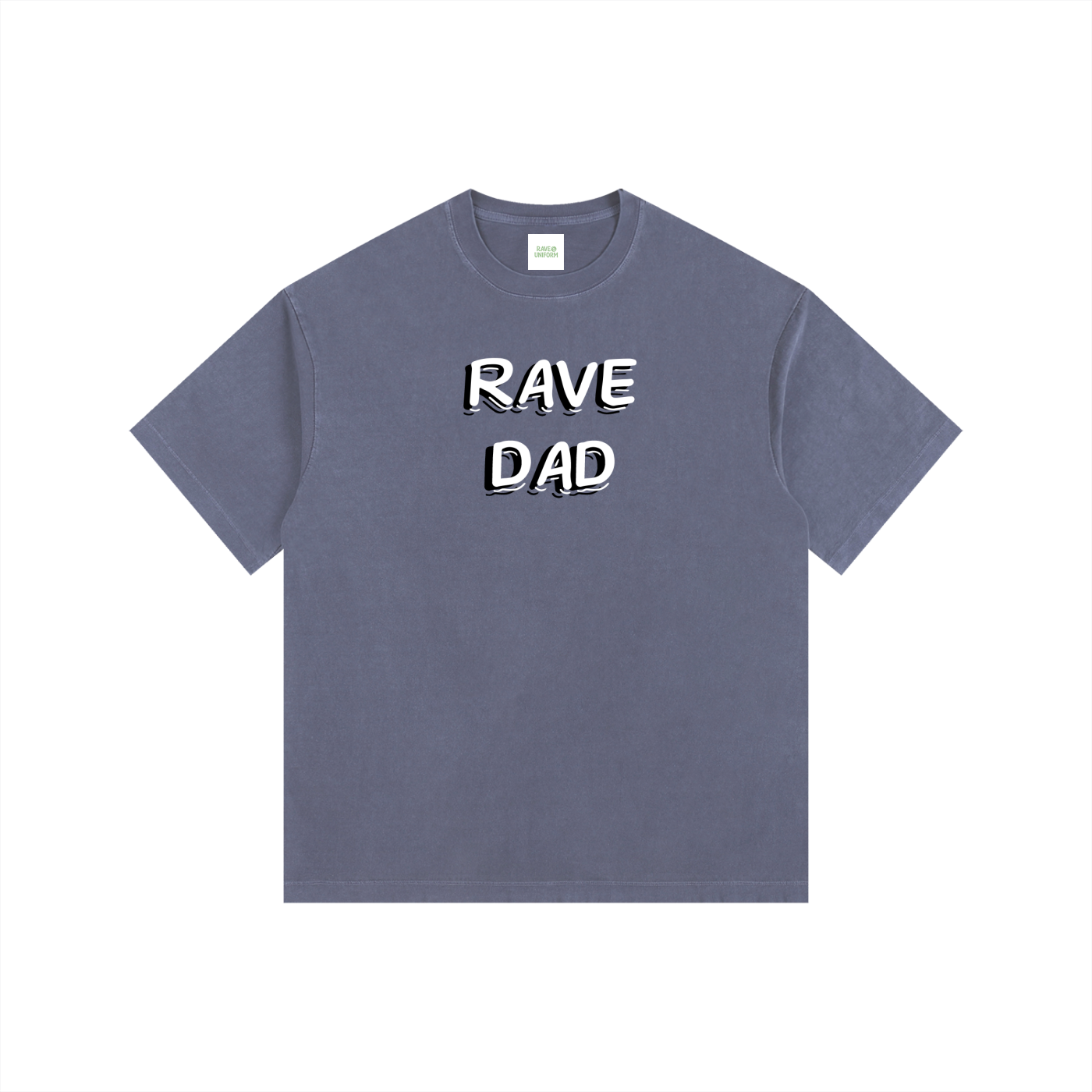 Rave Dad Oversized T-Shirt in Navy Blue detail view by Rave Uniform