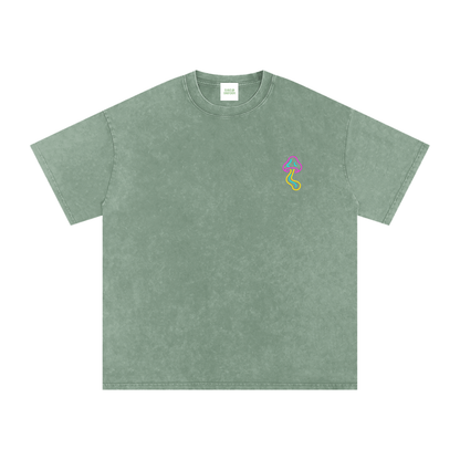Glowing Mushroom Oversized Vintage T-Shirt in Bean Green by Rave Uniform