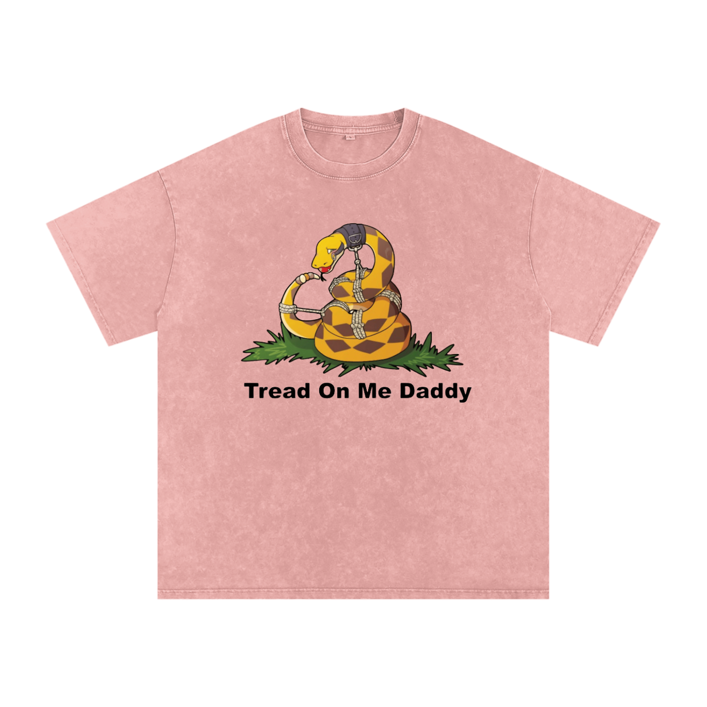 Tread On Me Oversized Vintage T-Shirt in Light Pink detail view by Rave Uniform