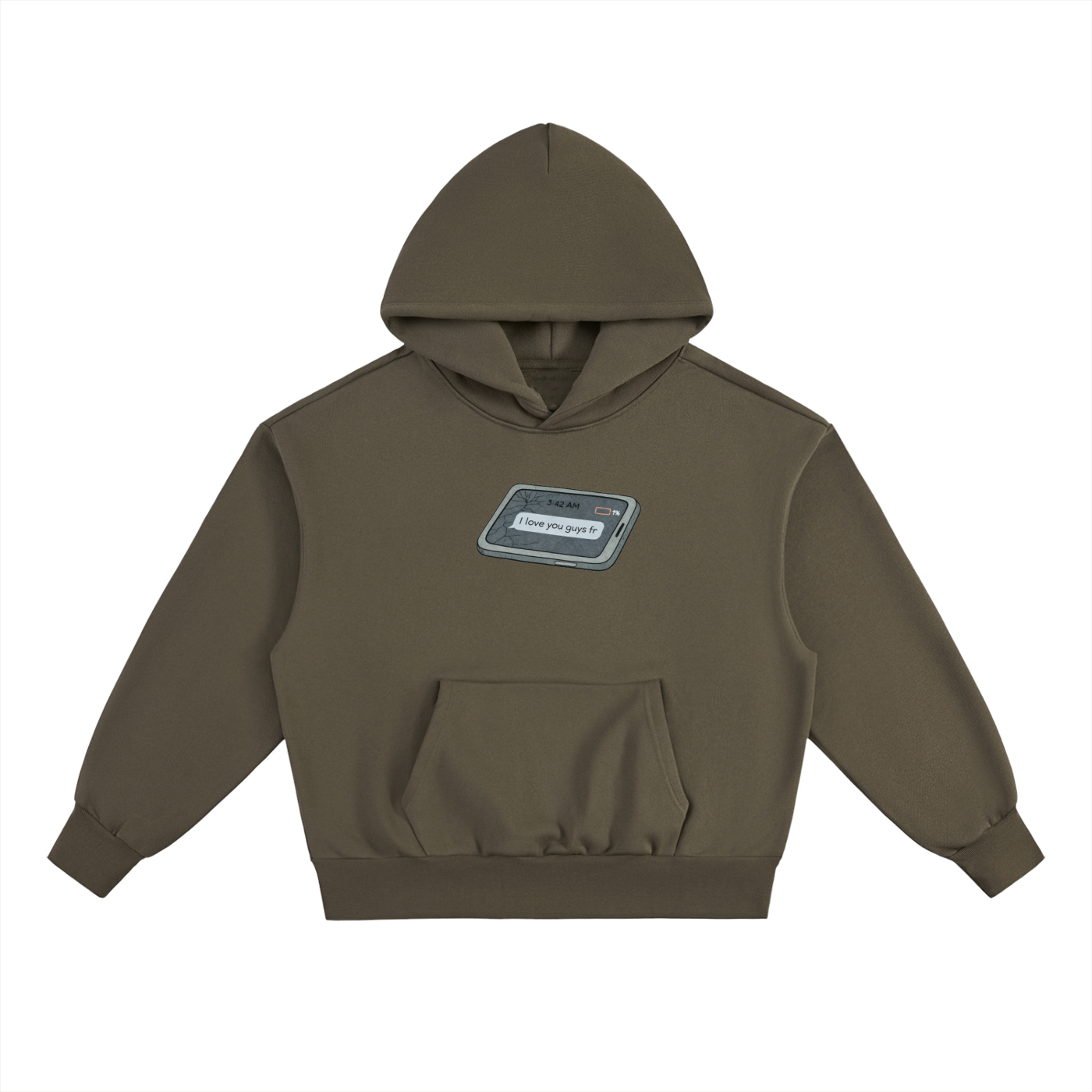Love U Heavyweight Hoodie in Olive Green by Rave Uniform
