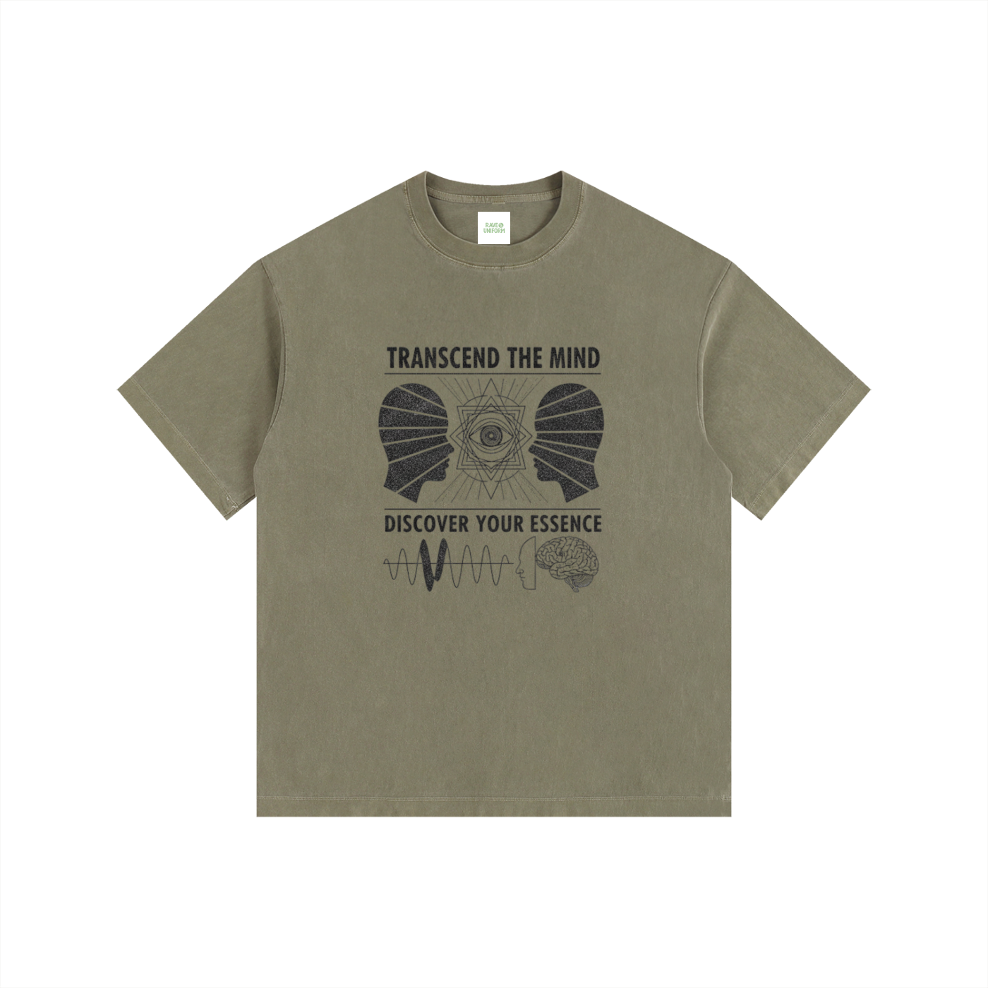 Free The Mind Oversized T-Shirt in Army Green by Rave Uniform