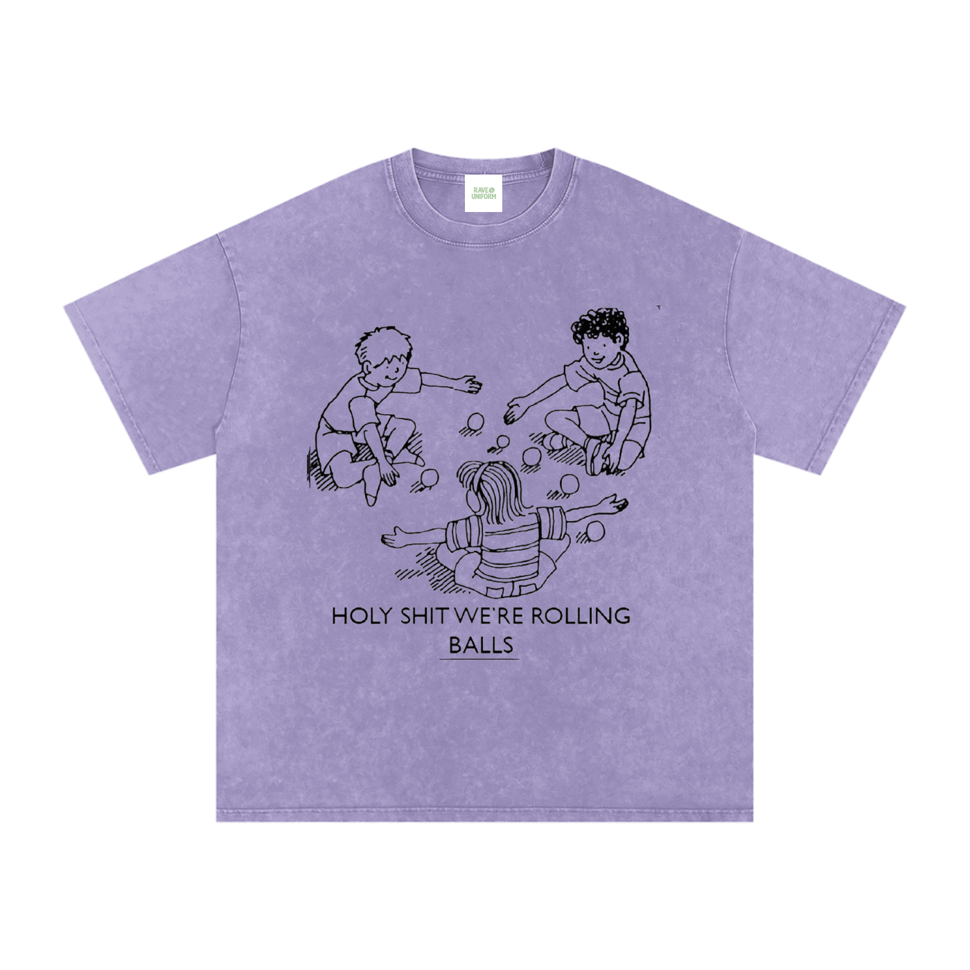 Rolling Balls Oversized Vintage T-Shirt in Light Purple by Rave Uniform