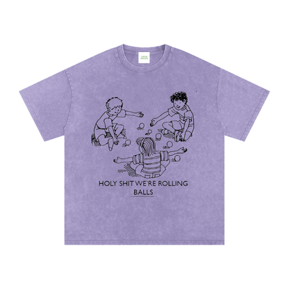 Rolling Balls Oversized Vintage T-Shirt in Light Purple by Rave Uniform