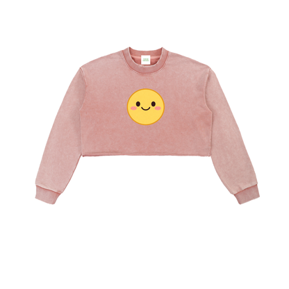 Smiley Cropped Sweatshirt in Pink by Rave Uniform