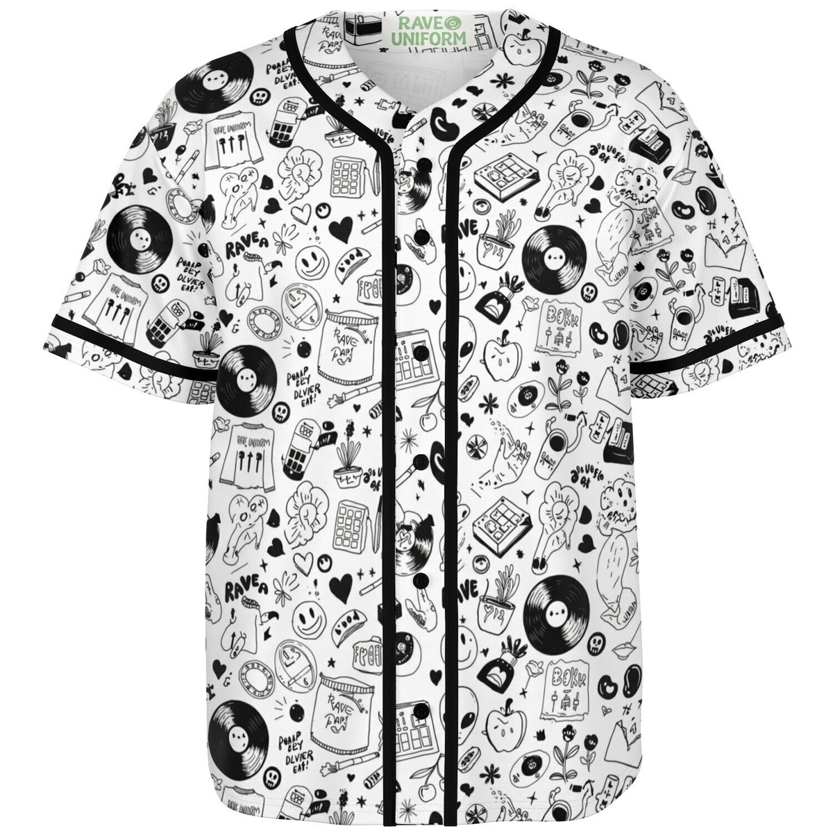 Stoner Doodles Inverted Baseball Jersey front view by Rave Uniform